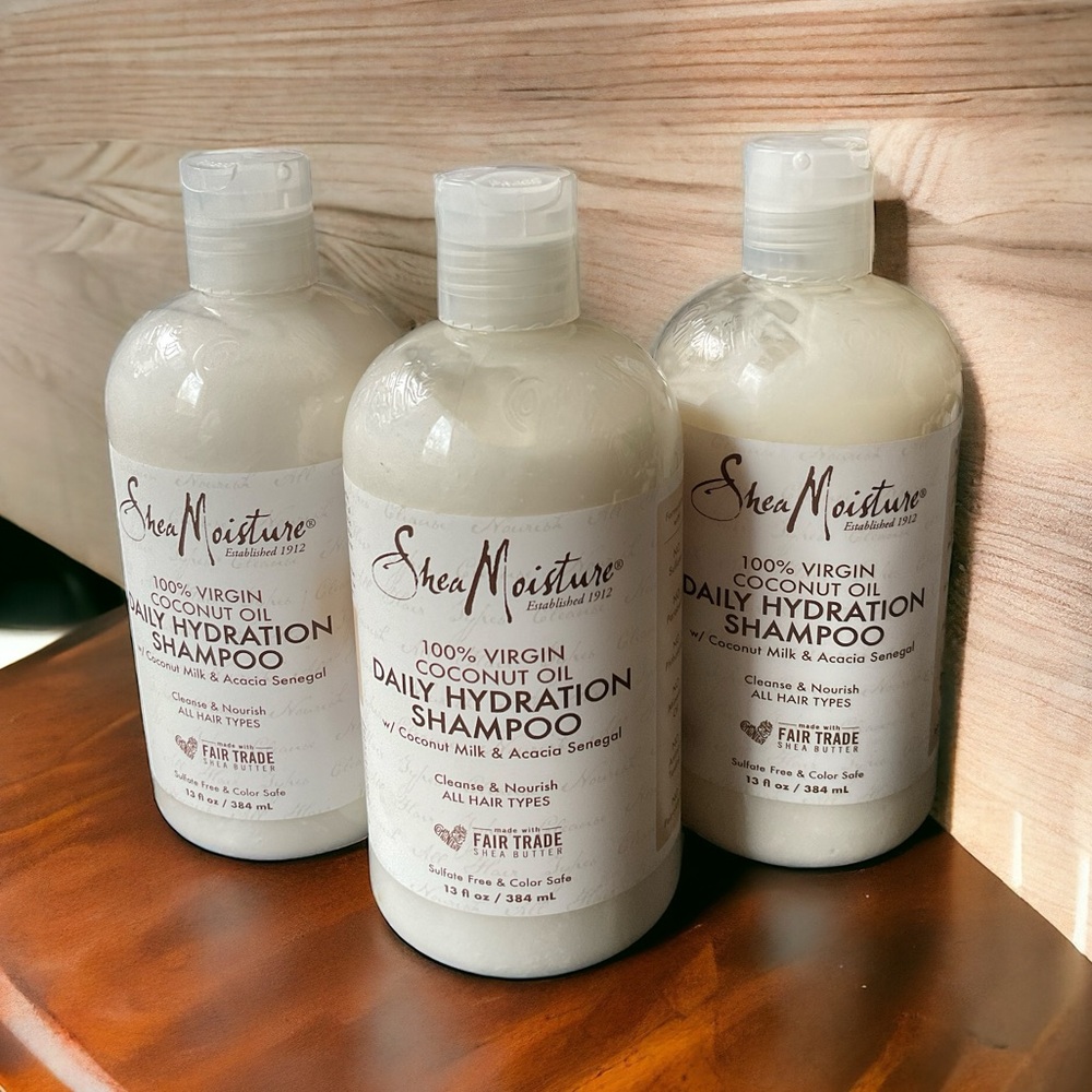 3 Shea Moisture 100% Virgin Coconut Oil Daily Hydration Shampoo NWT - Picture 2 of 4